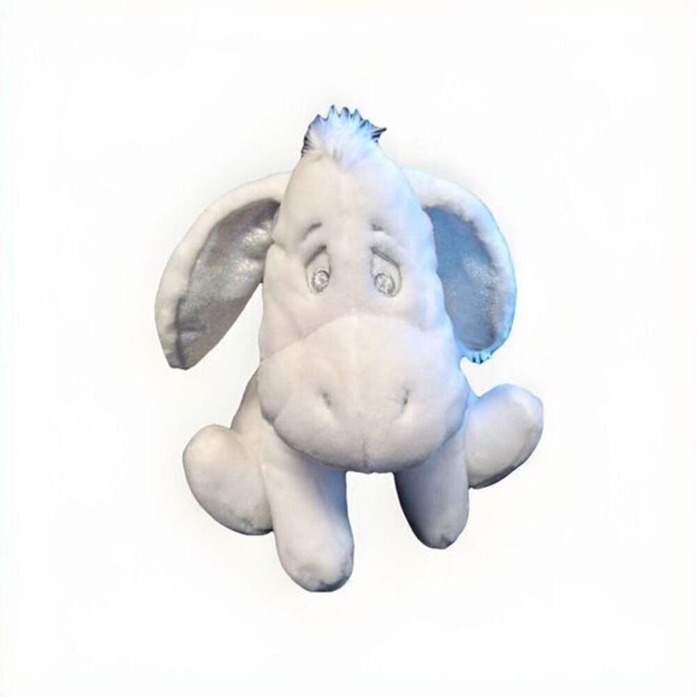 Disney Snowflake Pals 12" Eeyore White Silver Plush Stuffed Animal Toy w/Scarf